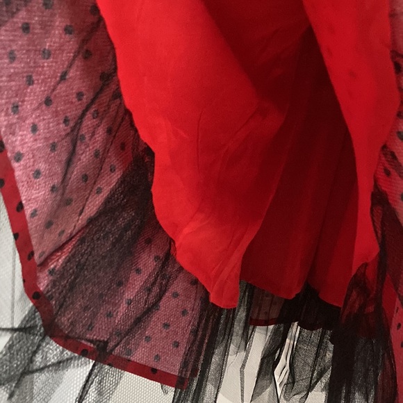 50’s-60’s Dress w’ Crinoline in Red/Black - Picture 3 of 4
